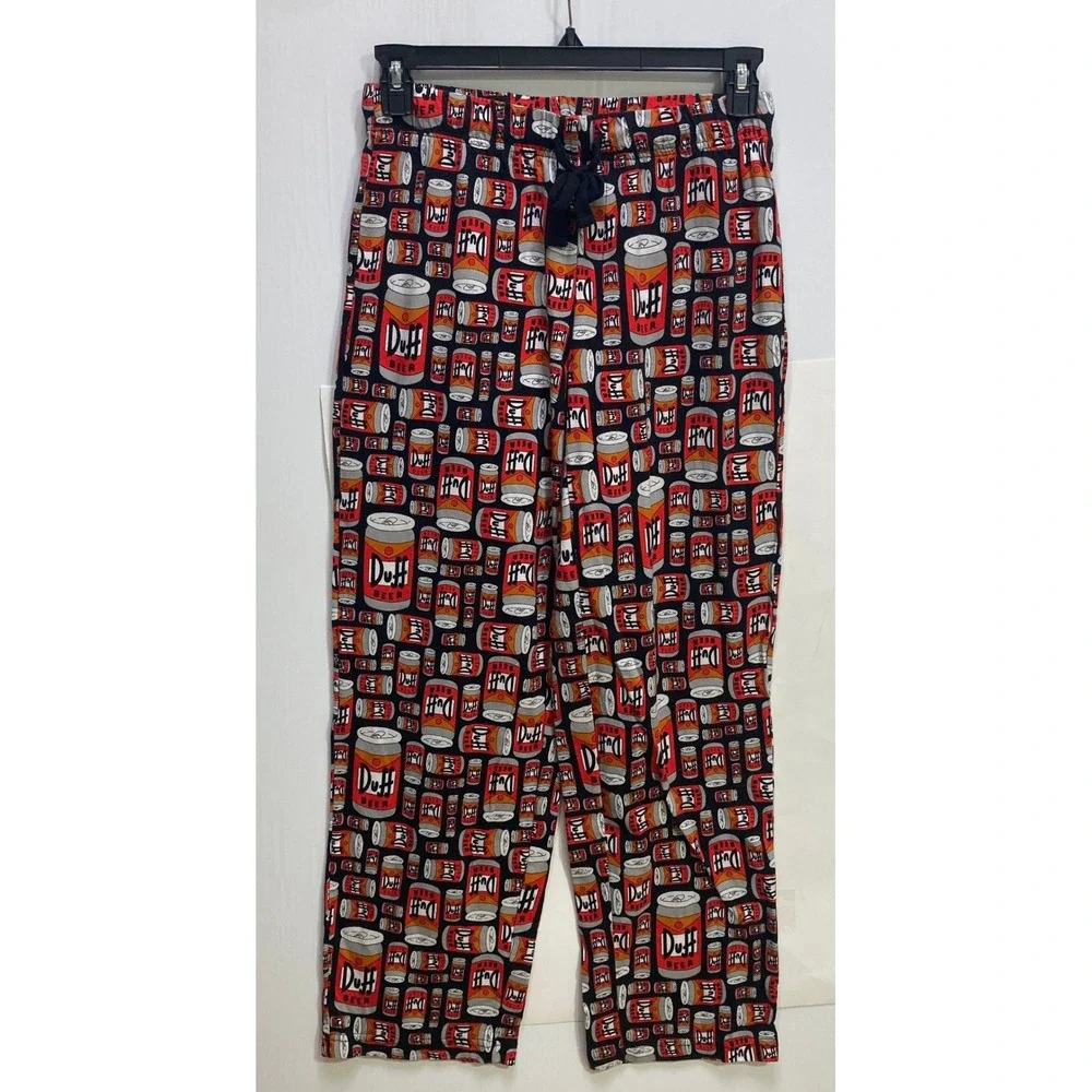 The‎ Simpsons Duff Beer Pajama Pants Womens Small Black Cotton Lounge Sleepwear